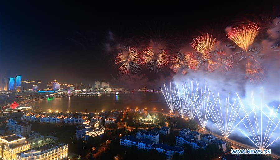 (SCO SUMMIT) CHINA-QINGDAO-SCO-LIGHTS-FIREWORKS-SHOW (CN)