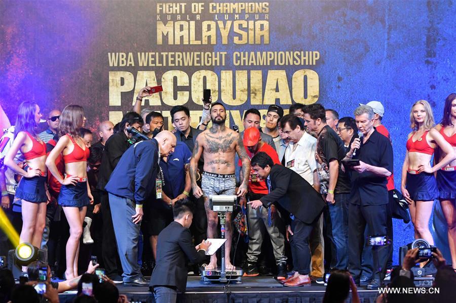 (SP)MAYLAYSIA-KUALA LUMPUR-BOXING-PACQUIAO VS MATTHYSSE-WEIGHING