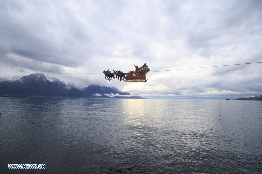 SWITZERLAND-MONTREUX-SANTA CLAUS-FLYING SLEIGH